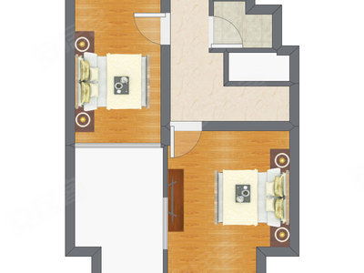 2室2厅 48.77平米户型图
