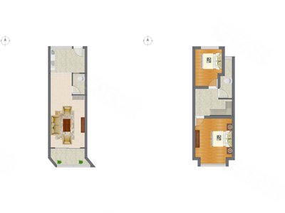 2室1厅 59.75平米