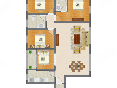4室2厅 96.00平米