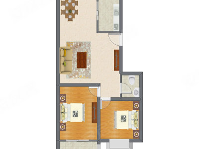 2室2厅 97.46平米户型图