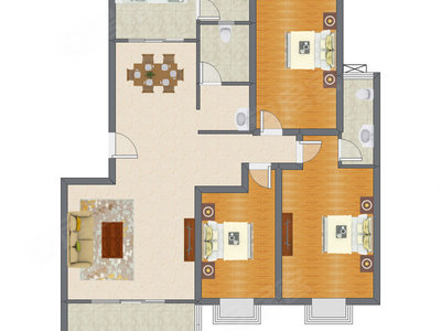 3室2厅 164.41平米