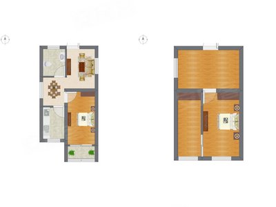 1室1厅 25.84平米户型图