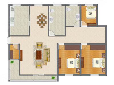3室1厅 129.50平米户型图