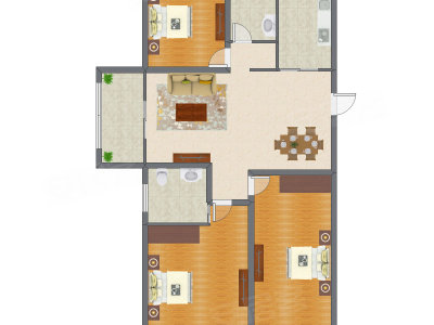 3室2厅 142.00平米
