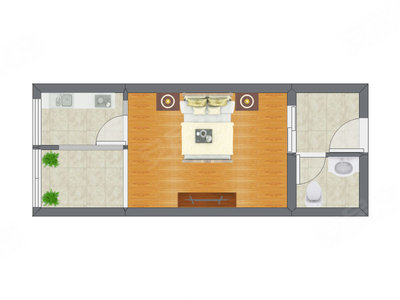 1室0厅 36.72平米户型图