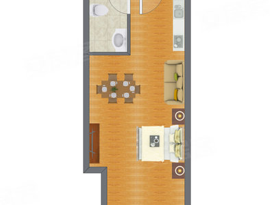 1室1厅 40.70平米户型图