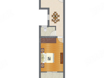 1室1厅 45.50平米户型图