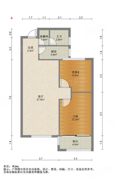 全福大潤發,保利海德公館(東區1-10號)二手房,146萬,2室2廳,1衛,96