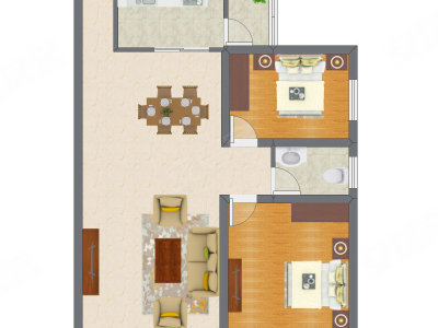 2室1厅 76.50平米户型图