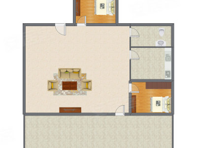 2室1厅 159.66平米户型图