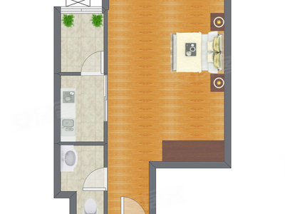 1室0厅 55.00平米户型图