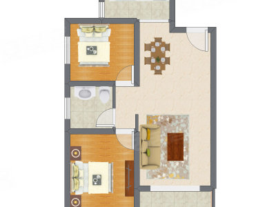 2室2厅 84.45平米户型图