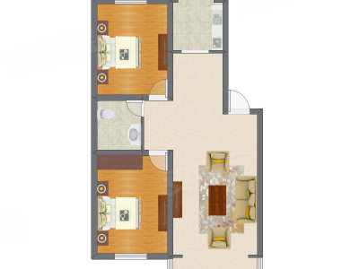 2室1厅 94.49平米户型图