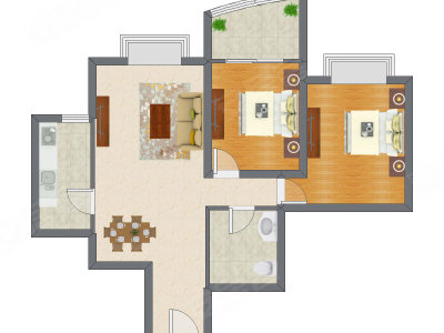 2室2厅 90.53平米