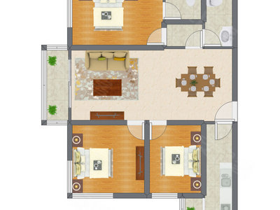 3室1厅 70.60平米