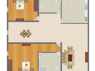 2室2厅 191.43平米户型图
