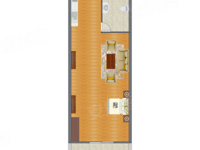 1室1厅 72.11平米户型图