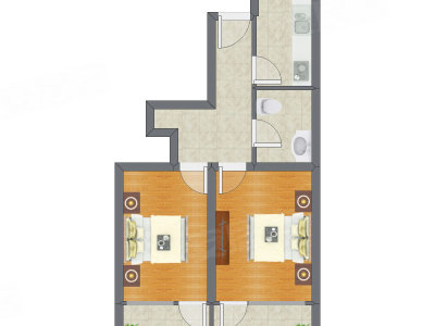 2室0厅 73.35平米户型图