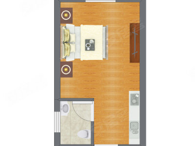 1室1厅 40.36平米户型图