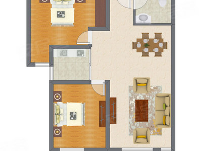 2室2厅 108.83平米户型图