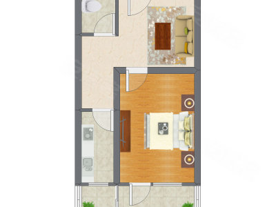 1室1厅 46.40平米户型图