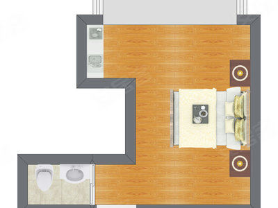 1室0厅 31.38平米户型图