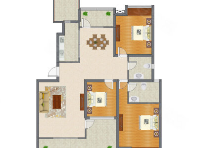 3室2厅 135.27平米户型图