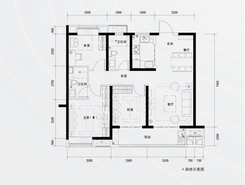 保利城七期云廷(新房)3室2厅2卫113㎡南北181万