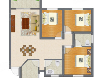 3室2厅 90.79平米