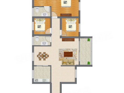 3室2厅 116.76平米