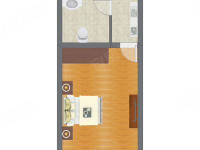 1室0厅 25.09平米户型图