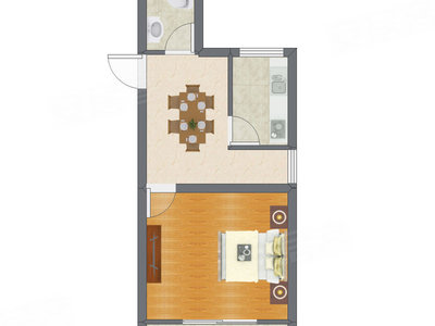 1室1厅 36.14平米户型图
