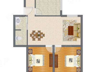 2室2厅 79.66平米户型图