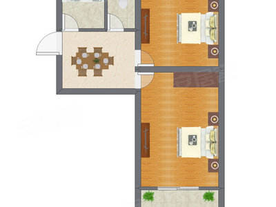 2室1厅 38.21平米