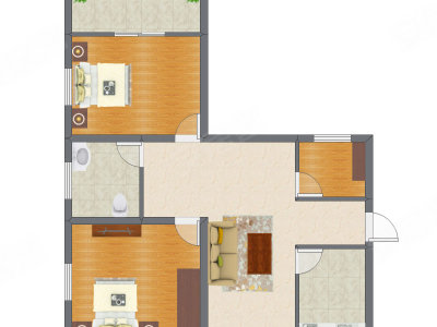 2室2厅 86.66平米户型图