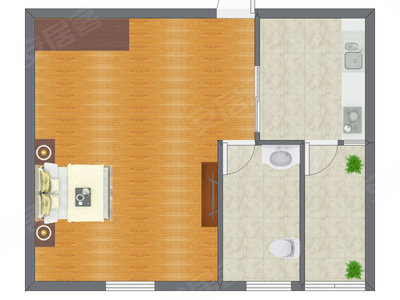 1室0厅 41.00平米户型图