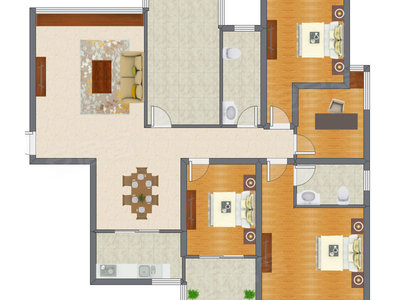 3室2厅 150.23平米