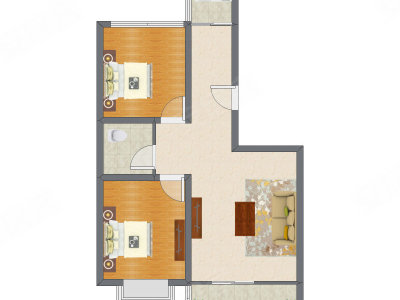 2室1厅 93.45平米户型图
