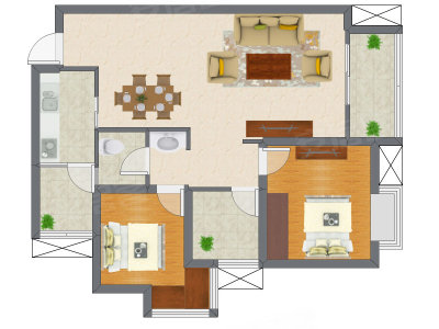 2室2厅 68.50平米户型图