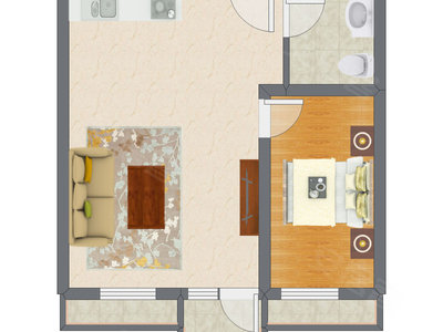 1室1厅 59.55平米户型图