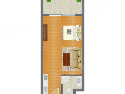 1室0厅 54.45平米户型图