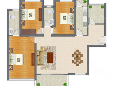 3室2厅 140.95平米户型图