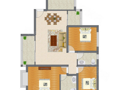 3室2厅 128.97平米