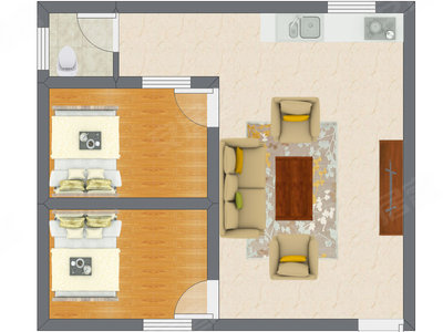 2室1厅 43.50平米
