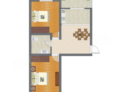 2室1厅 67.25平米户型图