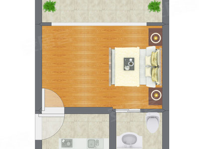 1室0厅 28.40平米户型图