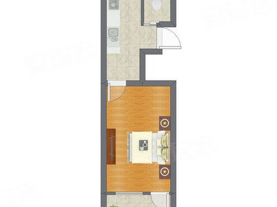 1室0厅 34.29平米户型图
