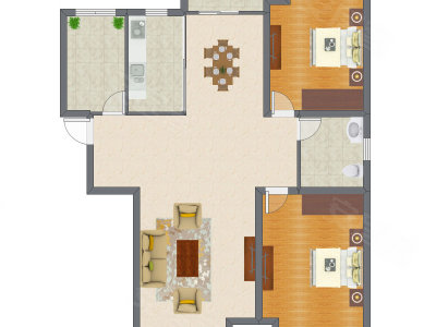 2室2厅 153.00平米户型图