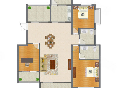 3室2厅 131.50平米户型图