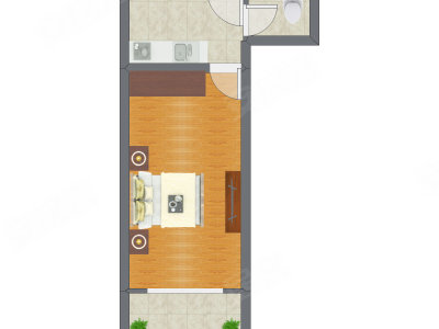 1室1厅 29.84平米户型图